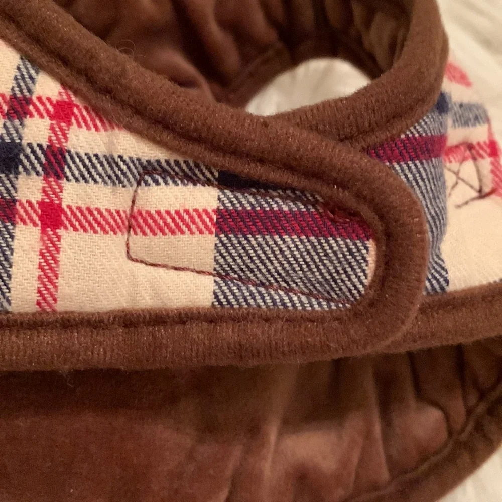 XS/SM Brown/Red Plaid Pet Harness